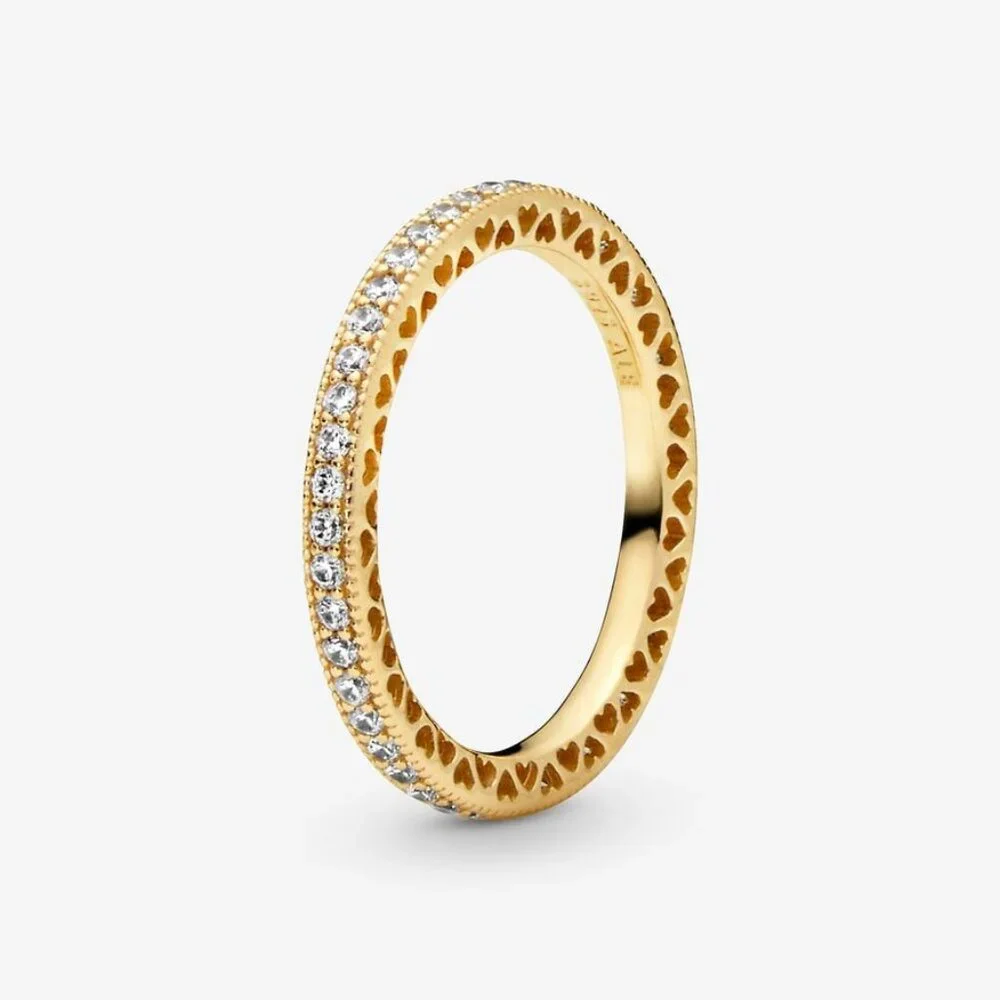 Pandora Gold Heart Pavé Eternity Band